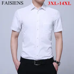 FAISIENS однотонная с короткими рукавами, мужская рубашка 13XL 14XL синий розовый белый Большие размеры 3XL 4XL 5XL 6XL 7XL 8XL тонкая мужская парадная