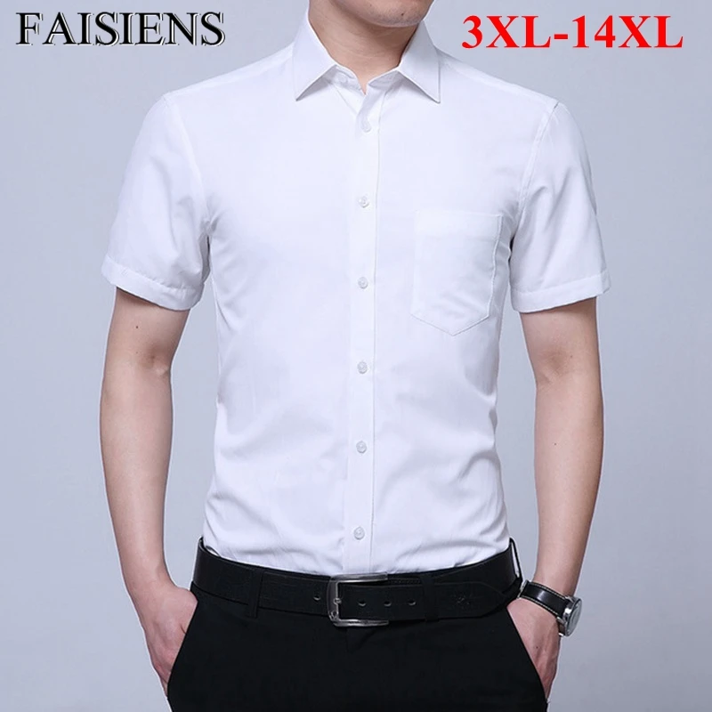 FAISIENS однотонная мужская рубашка с короткими рукавами 13XL 14XL синий розовый белый