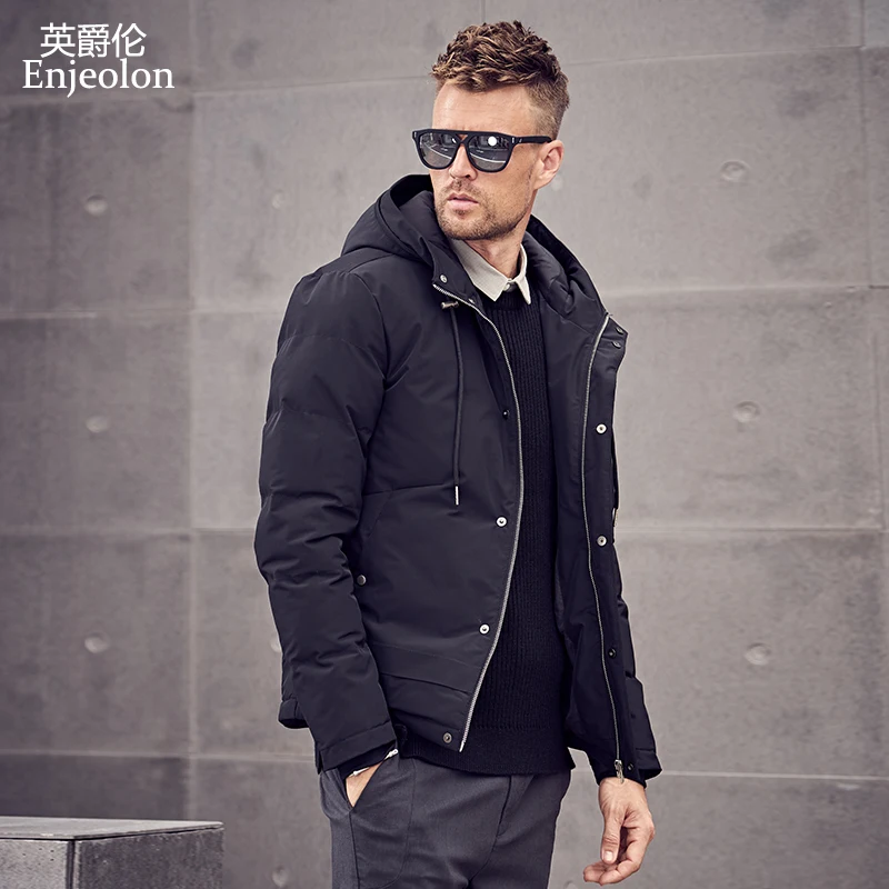 Comprare Enjeolon di Marca 2019 di Inverno di Cotone Imbottito Giacca Felpe Uomini di Spessore Felpe Parka Cappotto Maschile Trapuntato Giacca Invernale Cappotto 3XL MF0726