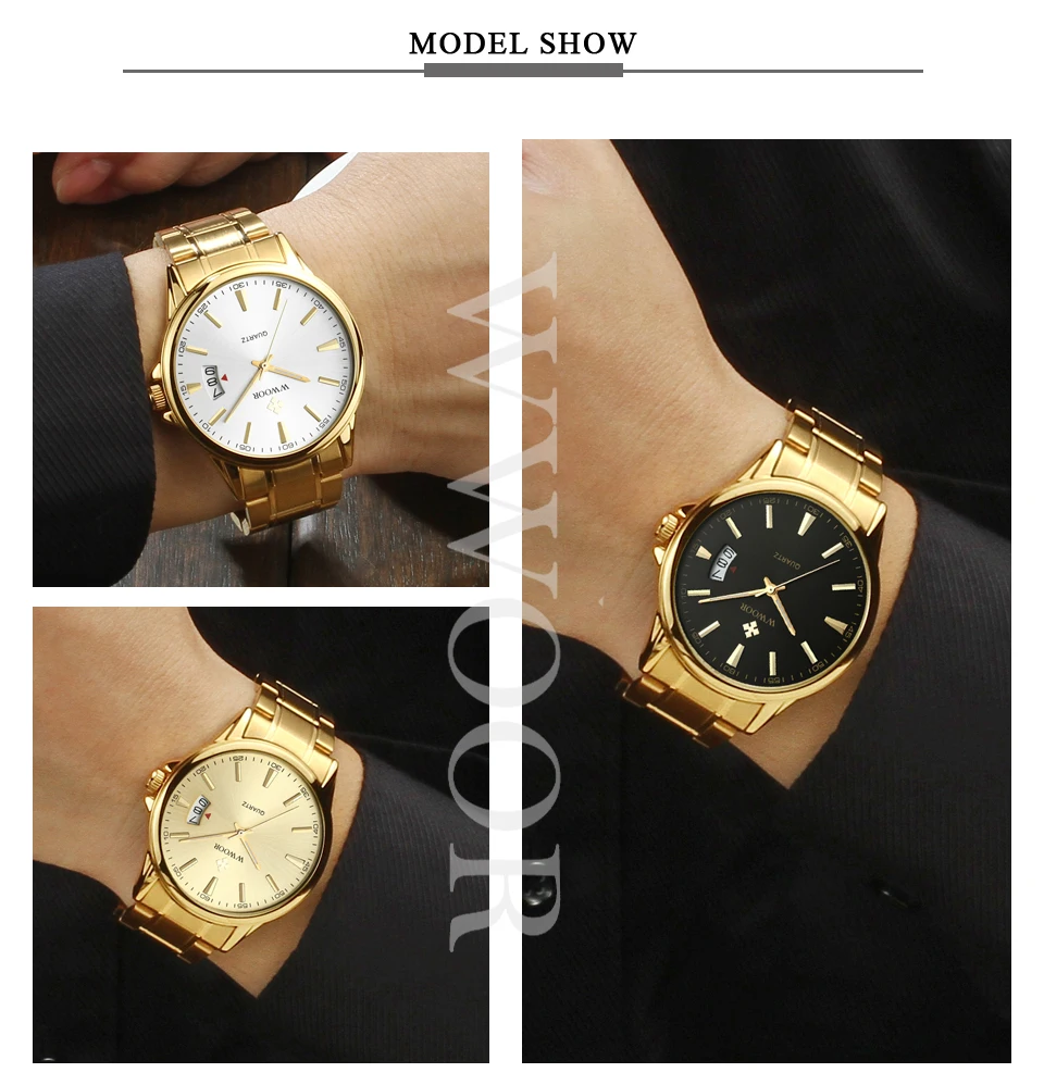 WWOOR Gold Men Watch Brand Waterproof Mens Watches Date Stainless Steel Quartz Clock Male Wristwatch Free Watchband Tool 2018 (5)