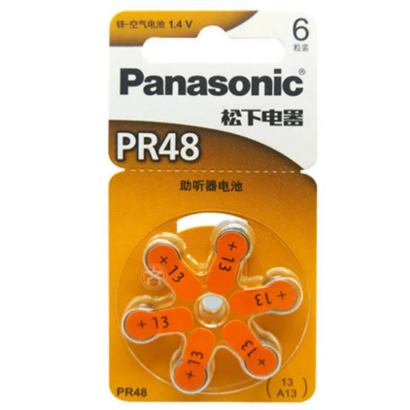 6 шт./упак. Panasonic PR48 батарейки для слуховых аппаратов 7,9 мм* 5,4 мм 13 A13 глухой-помощь Acousticon кохлеарный аккумуляторы таблеточного типа