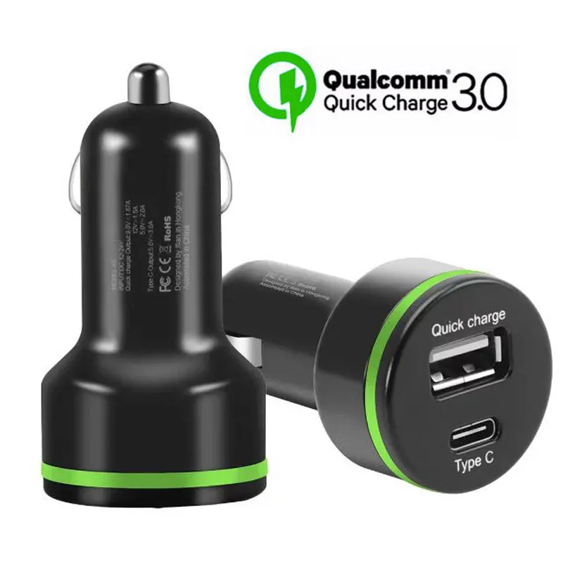 Fast Charging Car Charger For Quick 3.0 2Port USB Type C for
