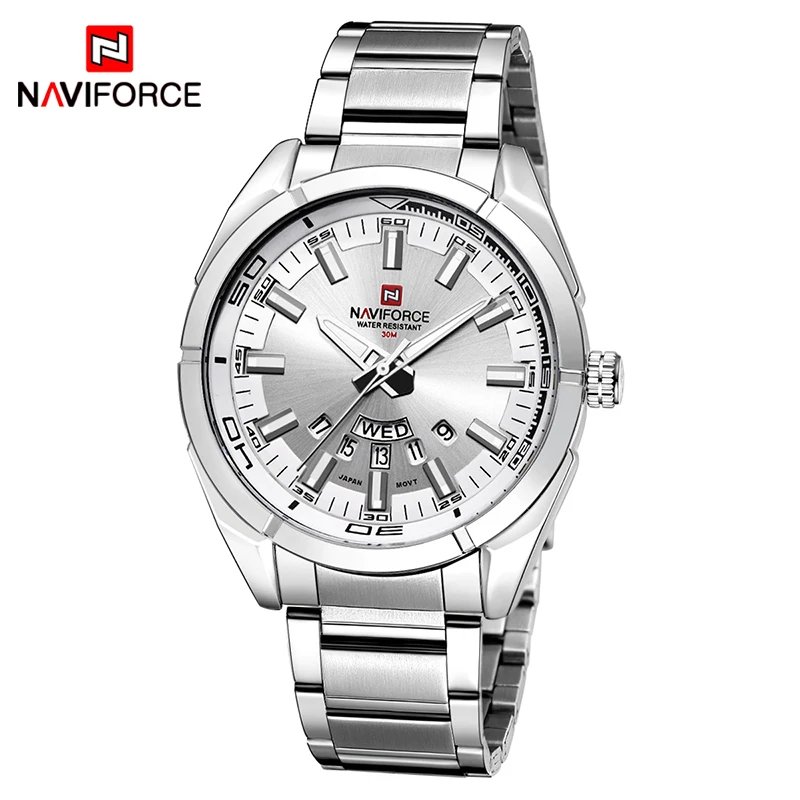 NAVIFORCE 2019 Новый Топ Марка Для мужчин часы полное Сталь Водонепроницаемый