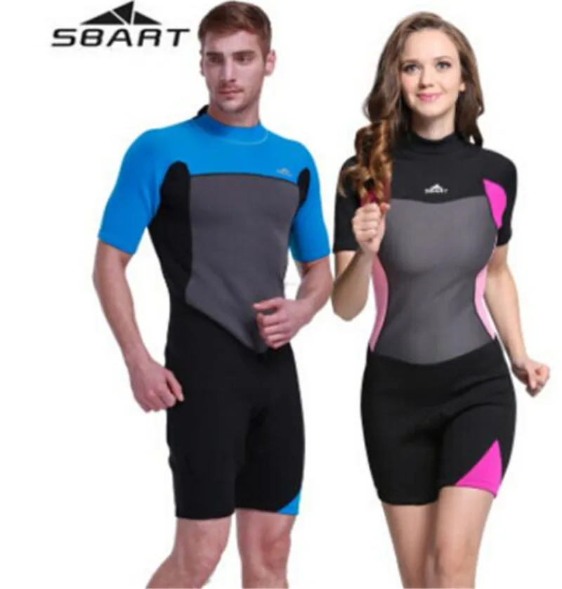 

SBART 2MM Neoprene Wetsuit Men For Surfing One piece Triathlon Scuba Diving Spearfishing Wetsuit women Surfing Short Sleeve