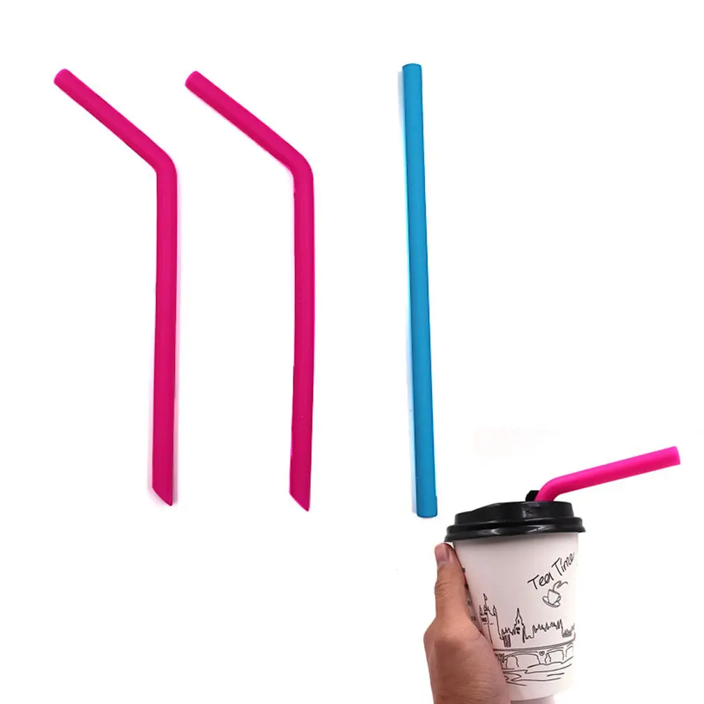 Food Grade 25CM Soft Silicone Bend Design Straws Reusable Drinking Straw Bent Drink Tea Bar Accessories | Дом и сад