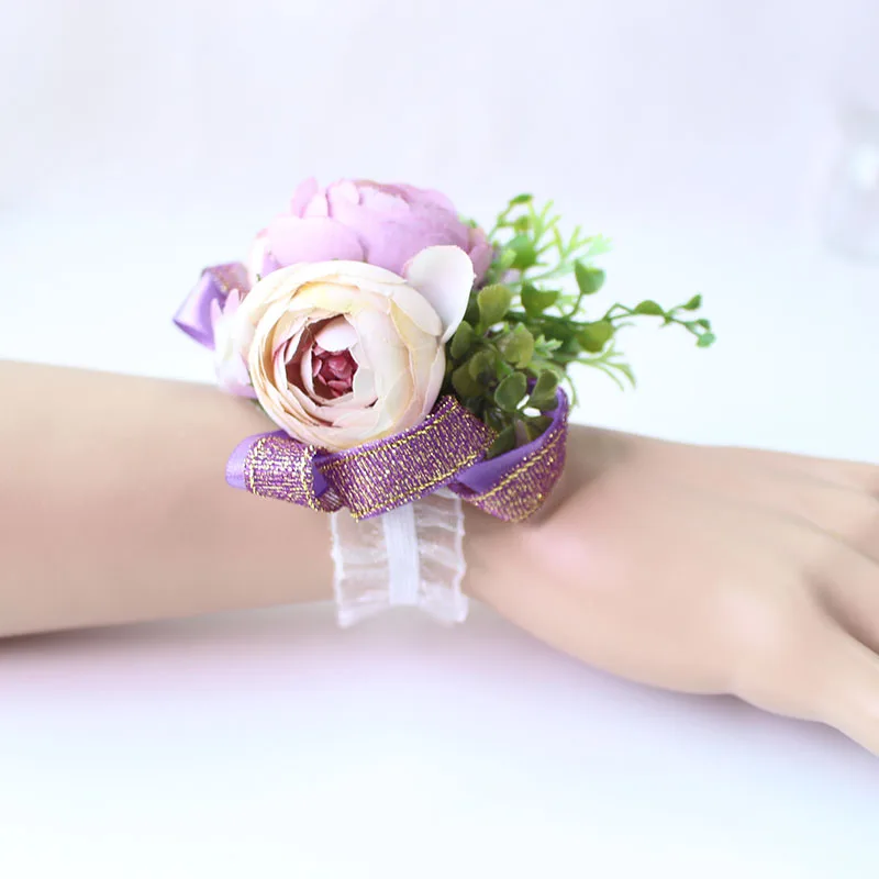 Wrist Corsage Bracelet wrist flowers artificial flowers rose  (11)