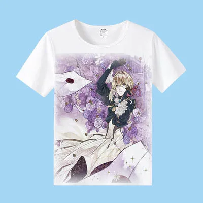 Violet Evergarden, футболка для мужчин и женщин, футболки с коротким рукавом, косплей, футболка, аниме, топы, футболки для мужчин и женщин