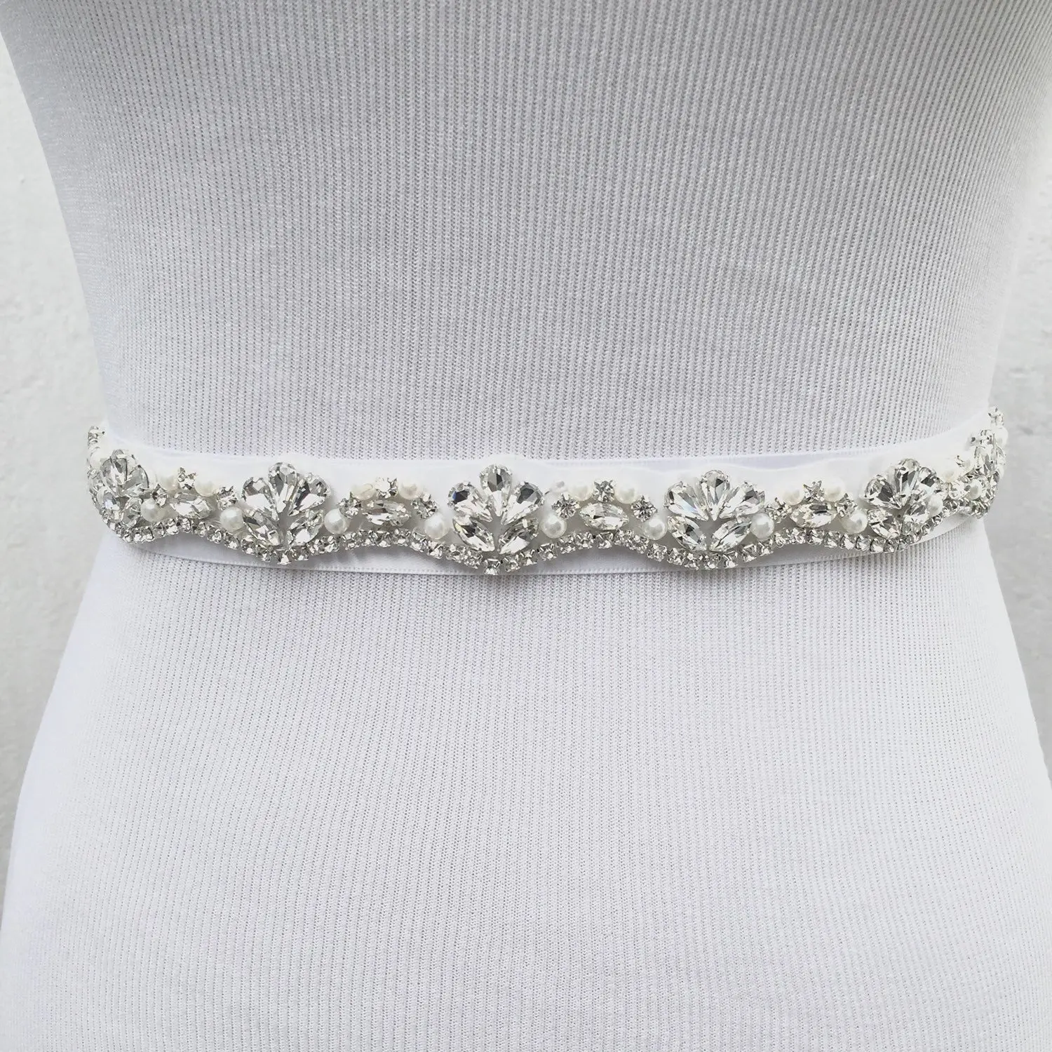 Handmade Vintage Crystal Rhinestone Bridal Sash Wedding Waist Belt
