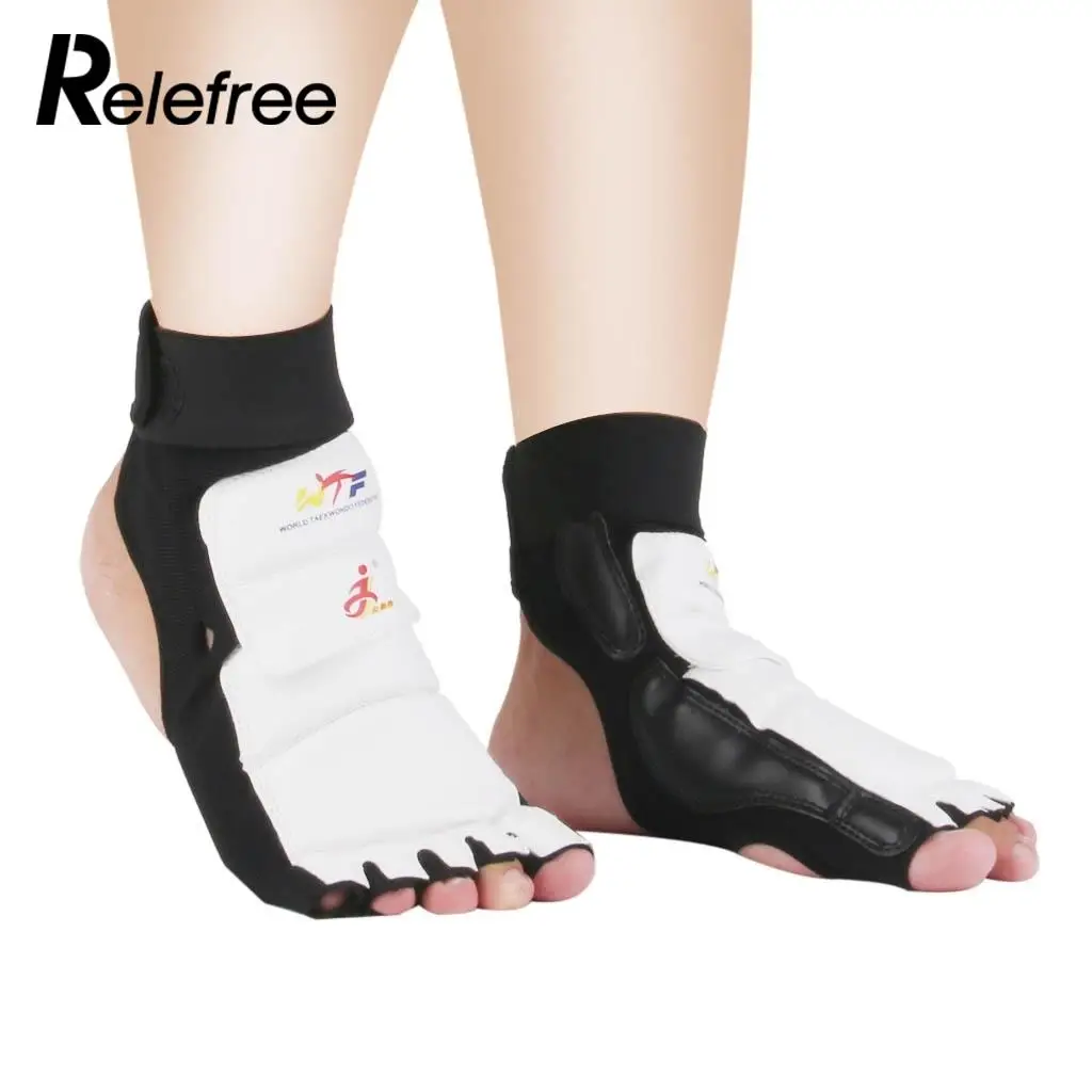 Pair PU Leather Cloth Taekwondo MMA Karate Foot Protector Pads Sparring