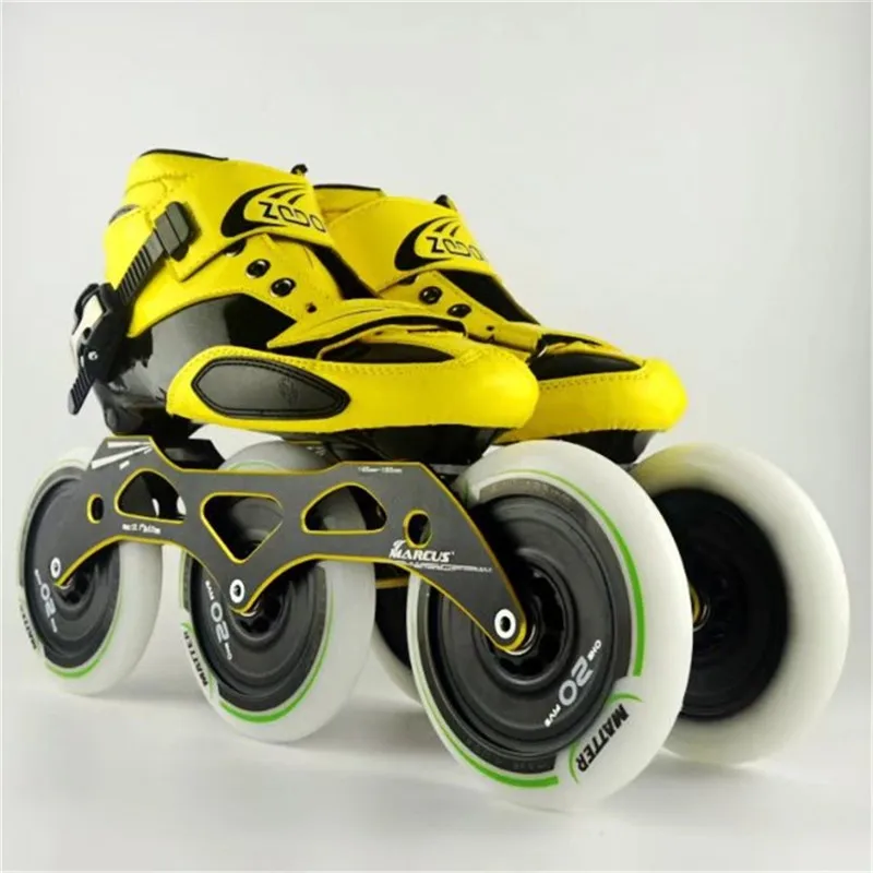 Углеродное волокно стекловолокно скоростные роликовые коньки 3*125 колеса детские для взрослых соревнования уличные гонки спортивная обувь тренировочные Patines F033