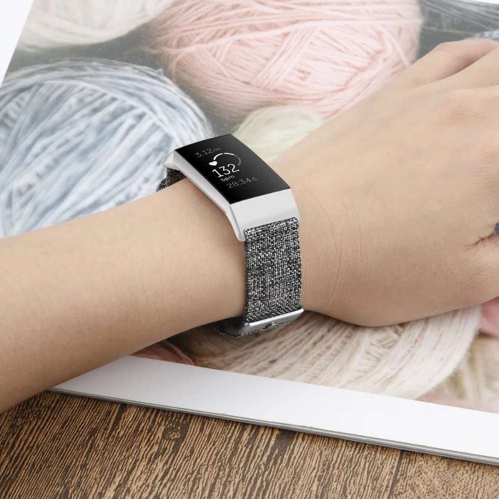 Цветной ремешок для Fitbit Charge 3 смарт браслет часов тканевый нейлон замена мужчин и
