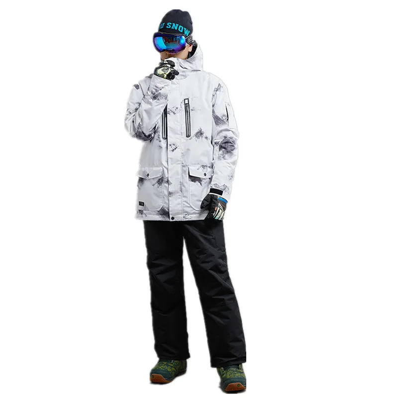 

Brand Winter Snow Suit Men Outdoor skiing jacket + pants Ski Sets Thicken Thermal waterproof windproof snowboard clothes S-XL