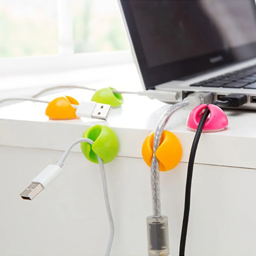 6pcs/lot Self-adhesive Desktop Wire Organizer Clip Cable Storage Winder Earphone USB Plug Drop Line Fixer Management Buckle |