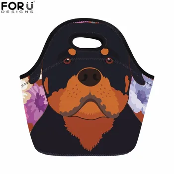 

FORUDESIGNS Picnic Bag for Food Rottweiler Dog Portrait Printing Thermal Lunch Boxes for Women Cooling Insulation Bag Lunch Tote