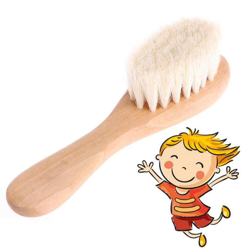 Wooden Handle Brush Baby Hairbrush Newborn Hair Brush Infant Comb Head