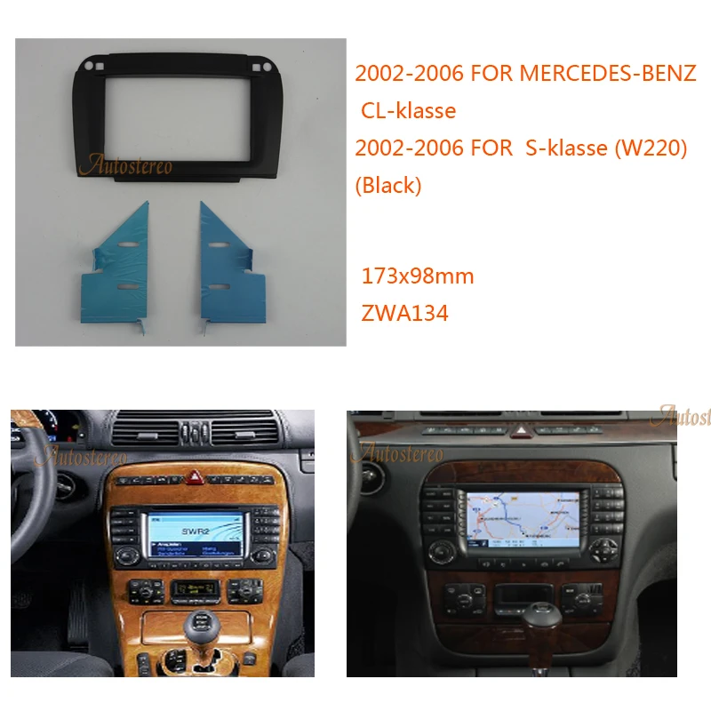 

ZWNAV 11-134 Fascia Panel Stereo Surround Adaptor Radio Trim for MERCEDES-BENZ CL-klasse (C215),S-klasse (W220) (Black) 2-DIN