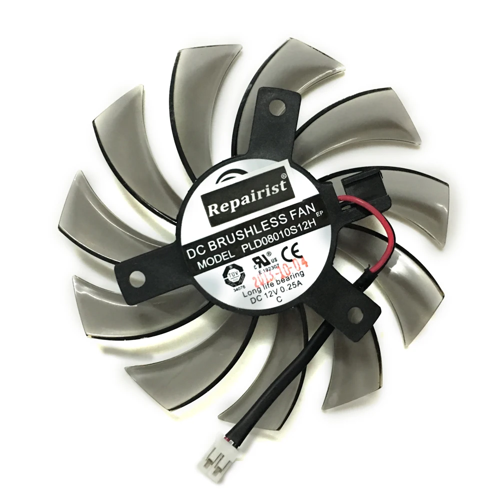 Охлаждающий вентилятор для видеокарты GIGABYTE GTX460 470 580 PLD08010S12H T128010SM 75 мм 2 провода