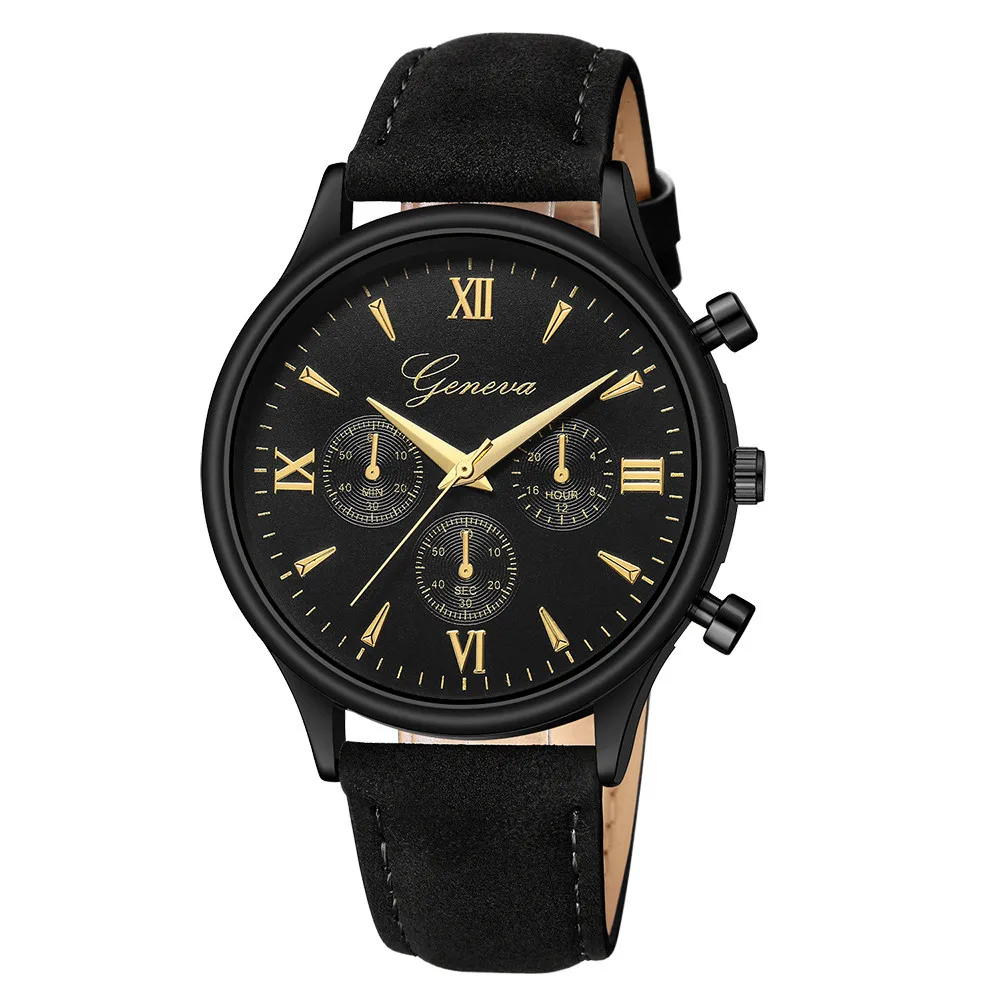 

9s luxury Men's Leather Watch 2020 Simple Roman Scale Fake Three Eyes Seal Quartz Wrist Watch reloj mujer digital @9