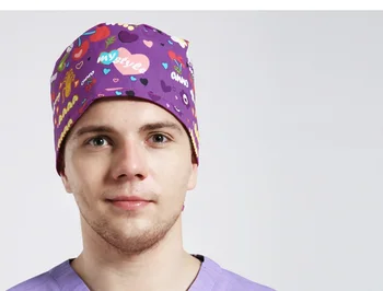 

Hospital Printing Chirurgical Cap Doctor Man Woman Surgical Cap Absorb Sweat Terry Adjustable Short Hair Dome Nurse Scrub Hat,M2
