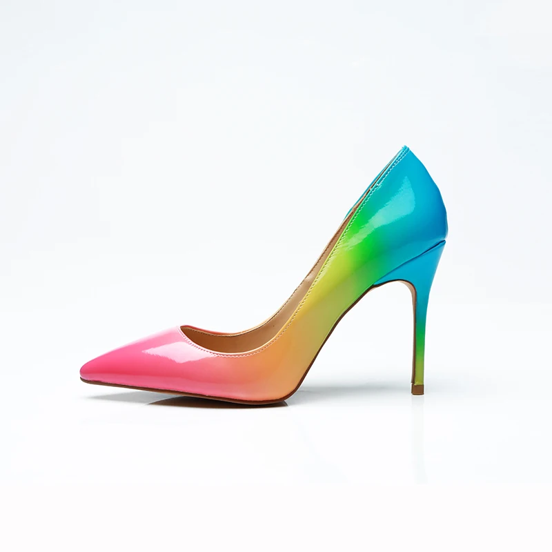 Rainbow High heels shoes women pointed toe office lady shoes stiletto high heels Large size Rainbow High heels shoes women pointed toe office lady shoes stiletto high heels Large size