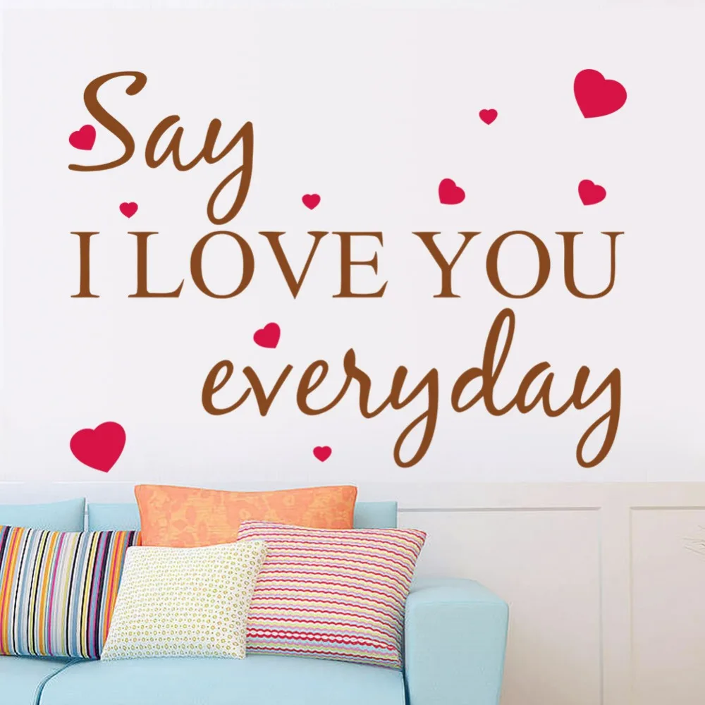 New Say I Love You Everyday English Quotes Wall Stickers Kids Room Bedroom Living Room