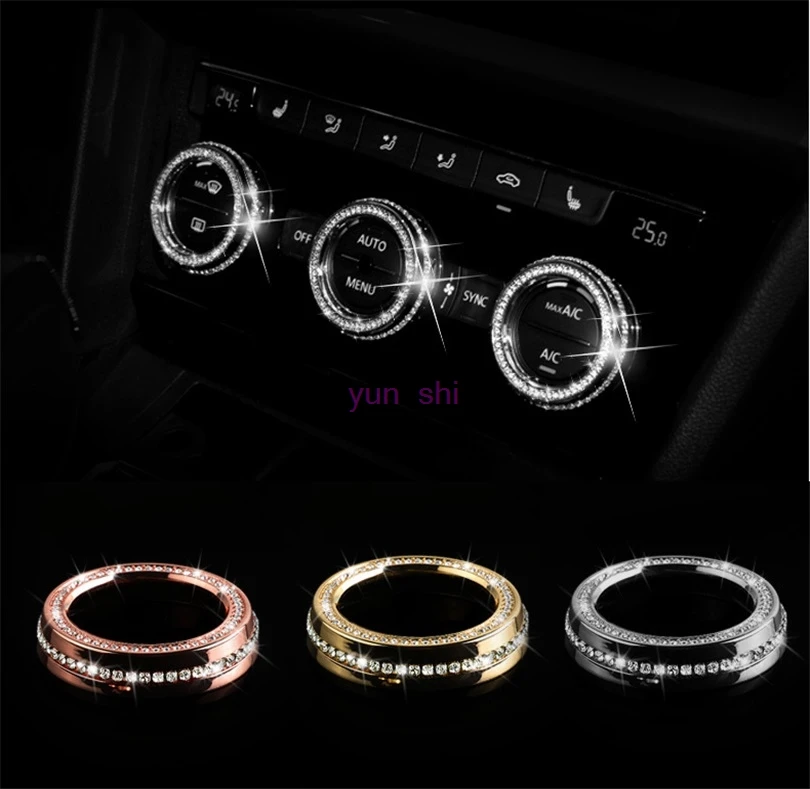 3 colors 3pcs Car Air Conditioning Knob Decoration Covers Car-styling For VW Volkswagen CC Passat Golf R GTE Beetle Scirocco etc