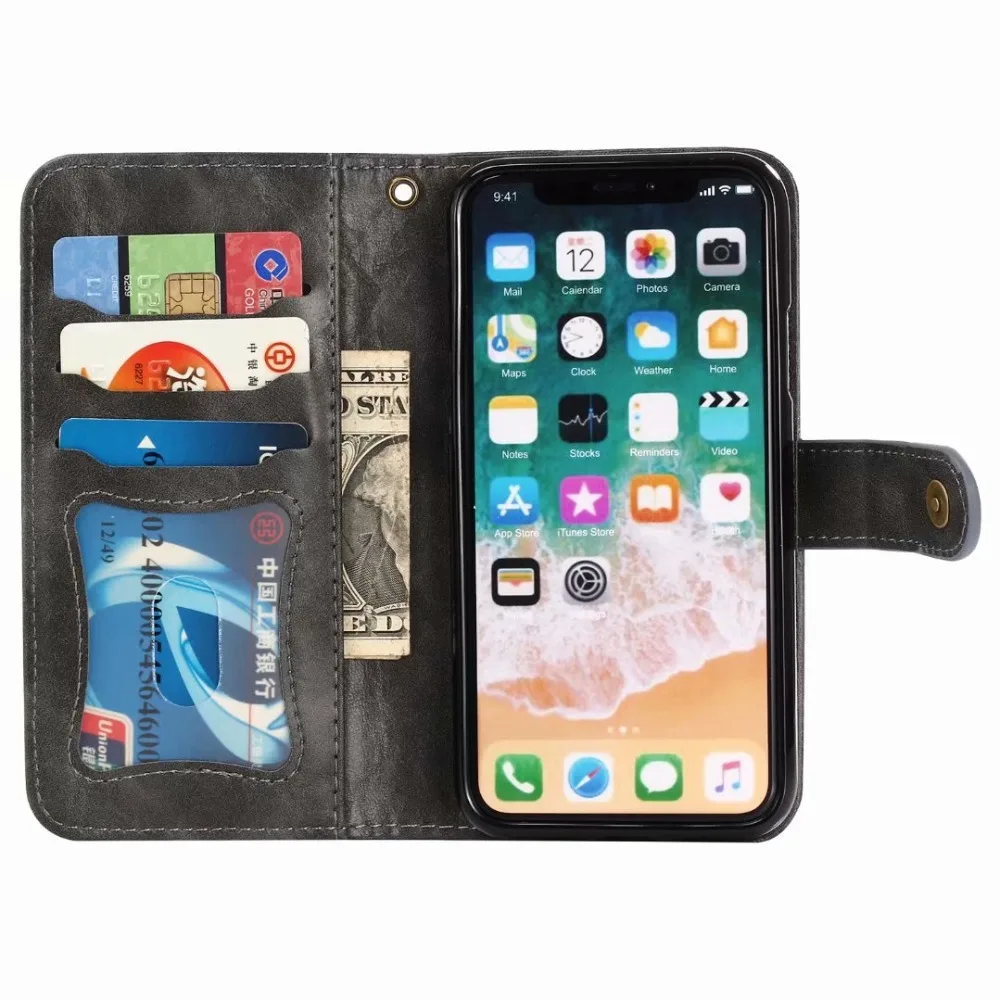 2 в 1 Магнитный съемный кожаный чехол бумажник для iphone 11 Pro Max 6 6s 7 8 Plus X XS XR телефона