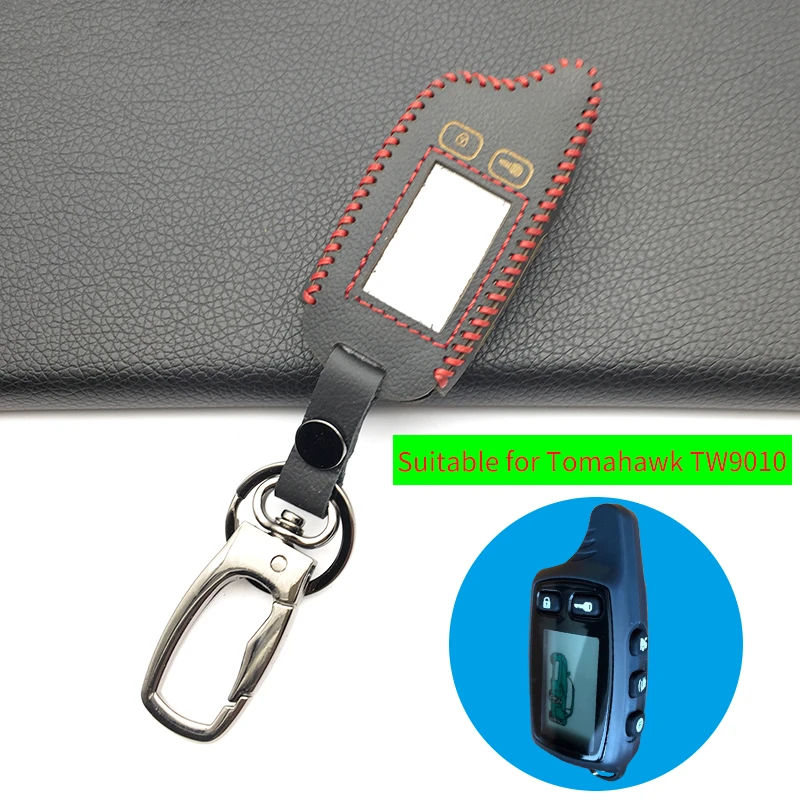 

Tomahawk TW9010 Genuine Leather Key Case Tomahawk 9010 Two Way Car Alarm System Russian Tomahawk TW 9010 Keychain Protect Shell