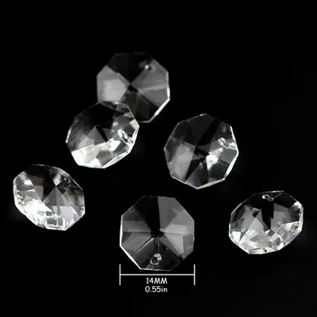 

2000/lot 14mm Clear Glas Octagon Beads 1 Hole For Chandelier Parts Diy Beads Curtain Accessories
