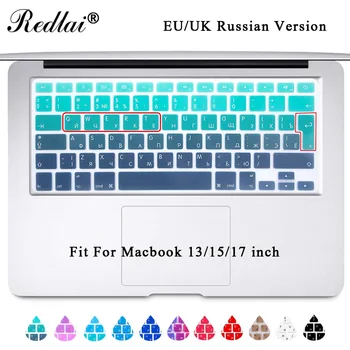 

Redlai Silicone EU/UK Russian Gradient/Solid Color Keyboard Cover For Macbook Air 13 inch A1466 Pro Retina 13" 15"Keyboard Skin