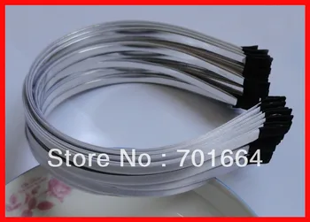 

10PCS 5mm White Satin Ribbon Covered Plain Metal Hair Headbands with Black Tips Ends For Kids hair accessories