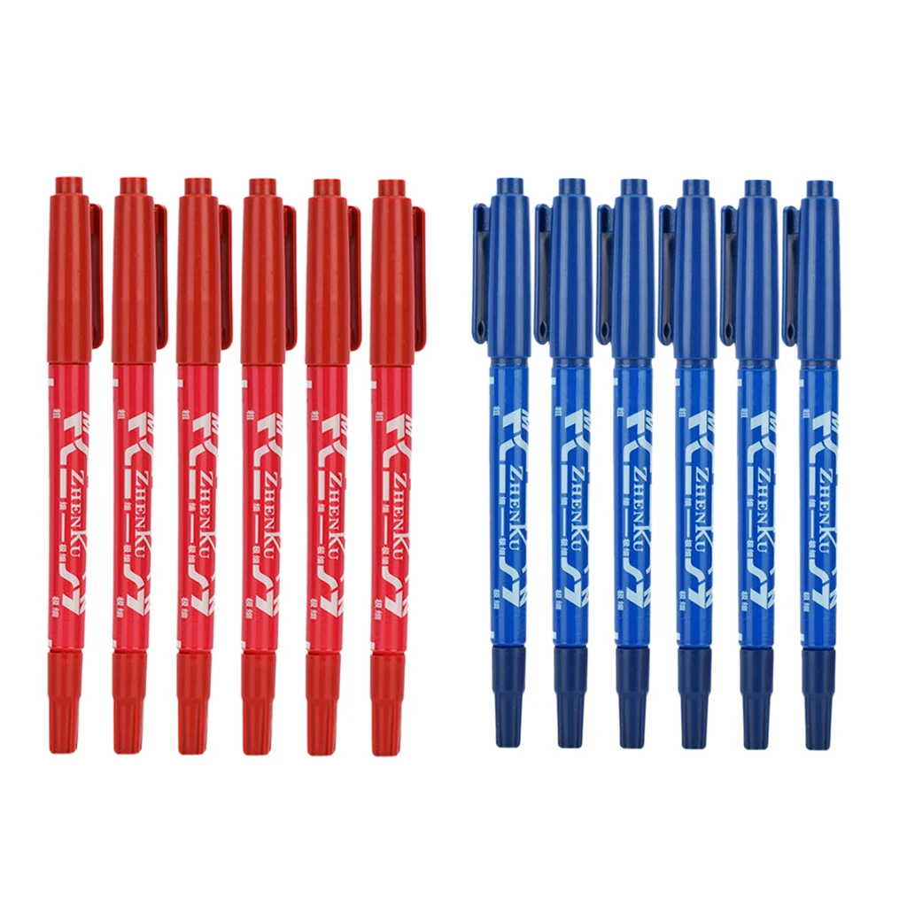 12pcs Tattoo Pen Tattoo Skin Marker Marking Scribe Pen Fine Tip Non-Sterile Disposable Skin Marking Pens