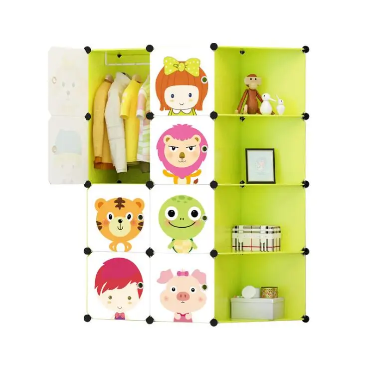 Детский мультяшный самодельный шкаф, экологически чистые смоляные шкафчики, игрушки для хранения, сборные шкафчики, шкафы, шкафы - Цвет: green b