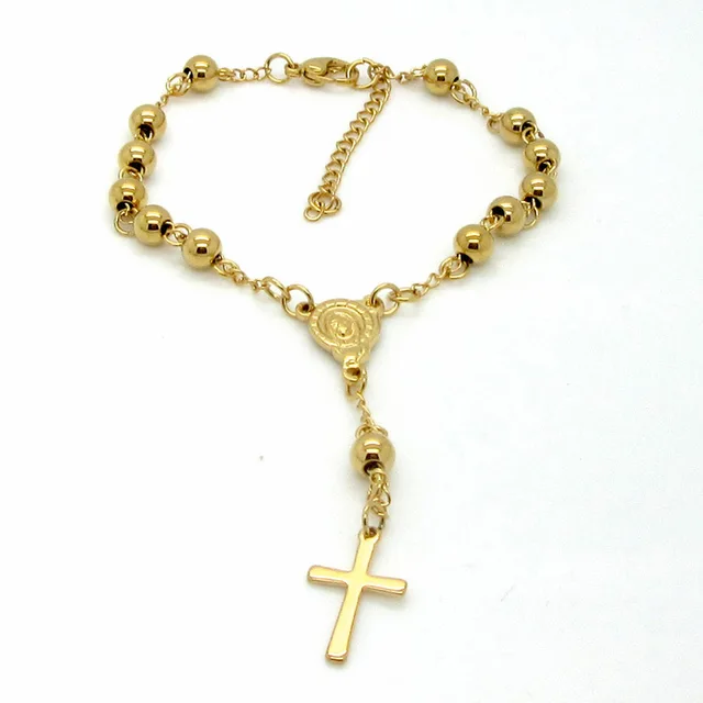 classic jesus crosses gold color charm bracelets for girls and boys