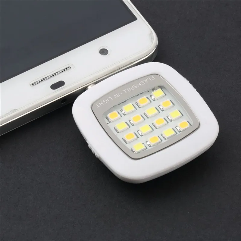 

Portable Mini 16 Selfie Flash LED Camera Lamp Light Android For iPhone Samsung Xiaomi 3.5mm Jack Plug mobile Phones lens