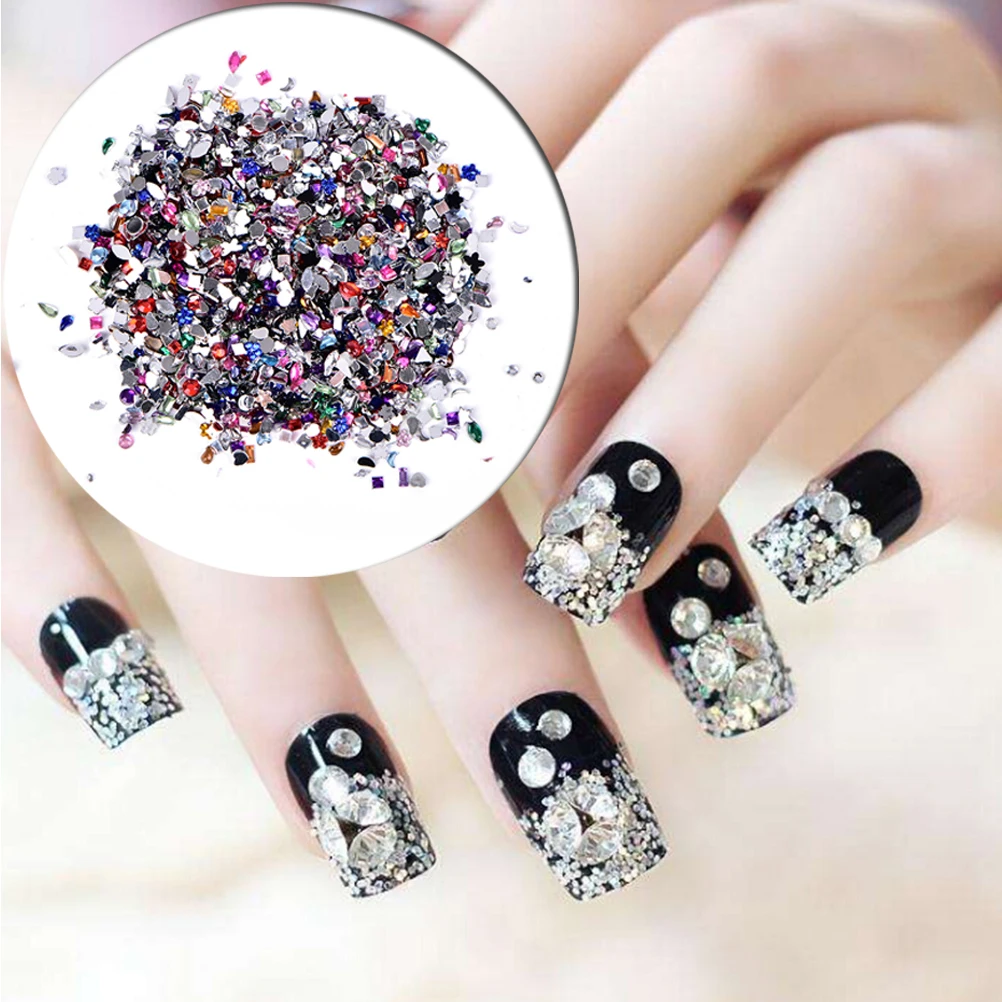 

2000Pcs Crystal Rhinestone 3D Nail Art Decoration Multi-color Non Hotfix Round Flat Bottom Manicure Nail Art Decoration
