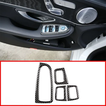 

4pcs Real Carbon Fiber Window Lift Button Frame Stickers For Mercedes Benz C Class W205 GLC X253 GLC260 C180 C200 2015-2019