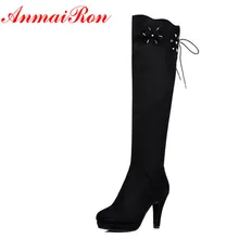 ANMAIRON/модные женские сапоги до середины икры со складками; сезон осень-зима полусапожки на плоской подошве на низком каблуке; цвет черный, белый, коричневый женская зимняя обувь