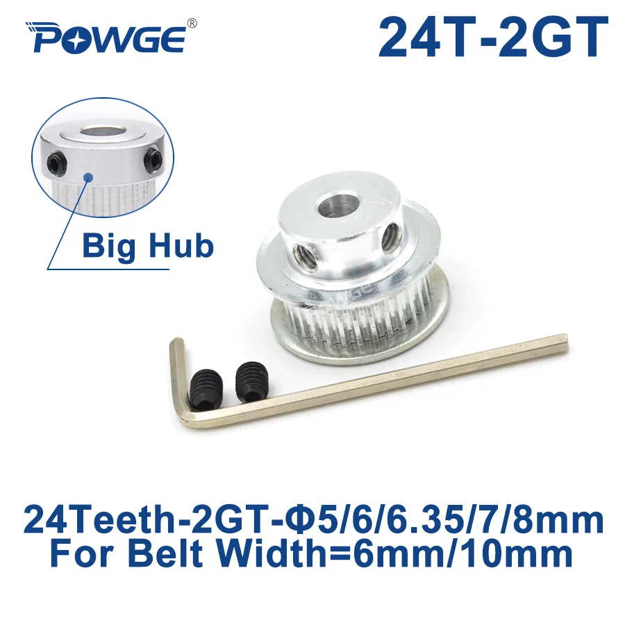 Зубчатый шкив ГРМ POWGE GT с 24 зубьями 2 м Гт отверстие 5/6/6 35/7/8 мм для GT2 открытый