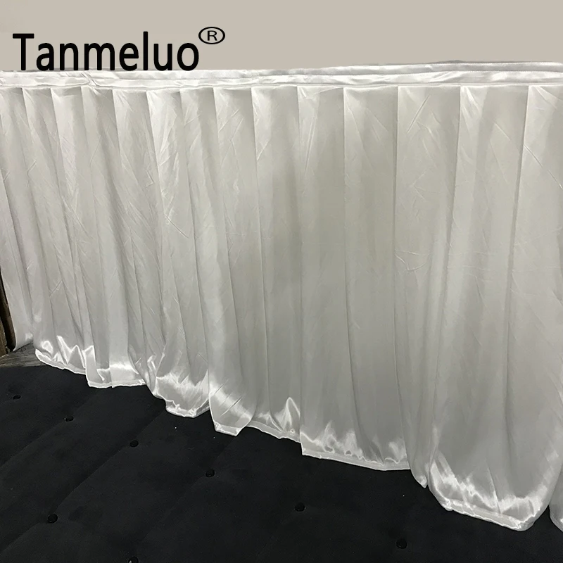0.8x3M Transparent Shiny White Table Skirts for Wedding Table Decoration Baby Shower Birthday Skirting Event Banquet Decor