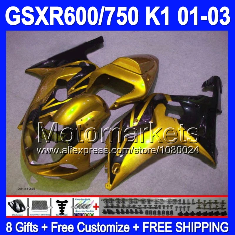 + Капот для SUZUKI 01 02 03 GSXR750 золотой черный 2001 2002 2003 34K307 GSXR-750 GSXR 750 GSX R750 K1 GSX-R750 зализах |