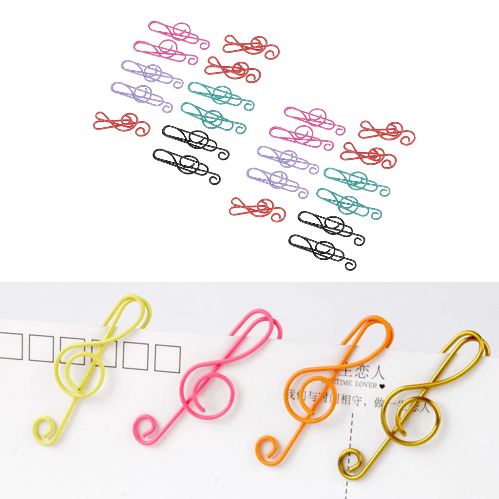 40 Pieces Assorted Color Music Symbols Paper Clips CREATIVE & CUTE Stationery for Both Office and School BULK (1.5 x 0.43')