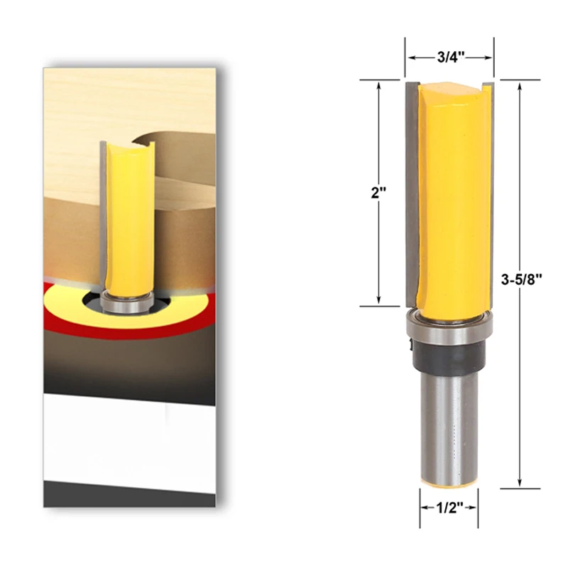 

1pcs Pattern Flush Trim Router Bit 3/4"W X 2"H - 1/2" Shank