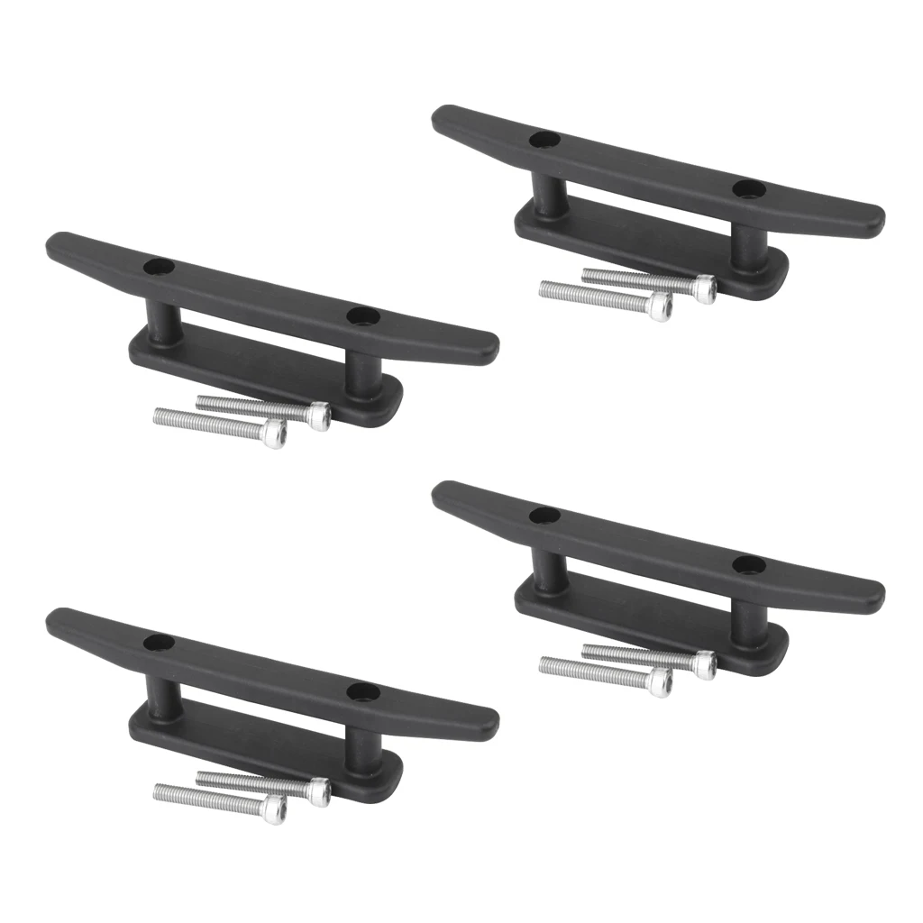4 Pcs Black Nylon Plastic Low Flat Cleat Hardware For Marine Boat Yacht Deck Line Rope Tie Boat Accessories