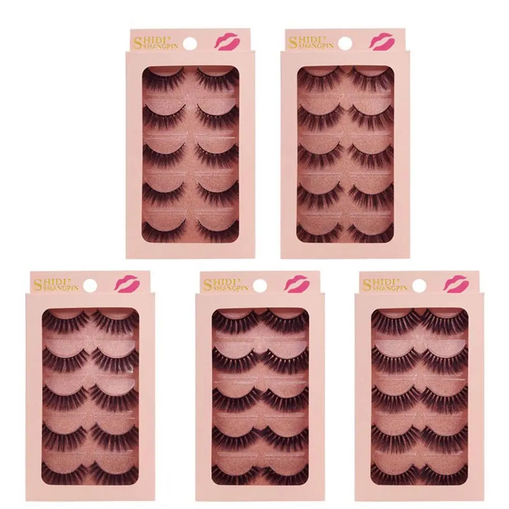 

5 Pairs Eyelash Mink 3D Natural Cross False Eyelashes Handmade Reusable Curly Thick Long Black Soft Fake Lashes for Beauty Tools