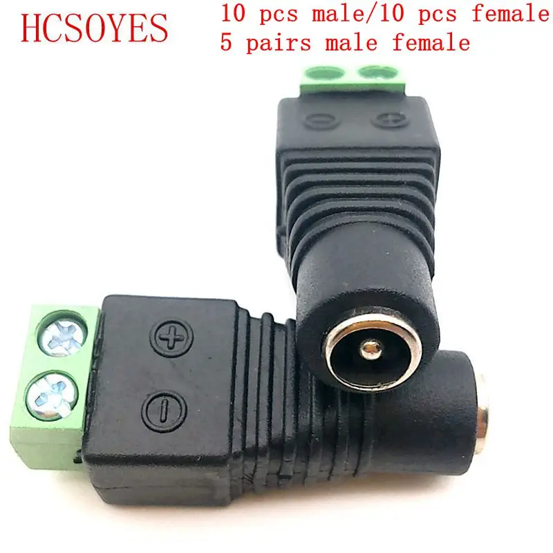 

DC Power female male Plug Adapter Socket led Adapter Connector for 3528 5050 5630 5730 led strip CCTV IP camera 5.5x2.1mm