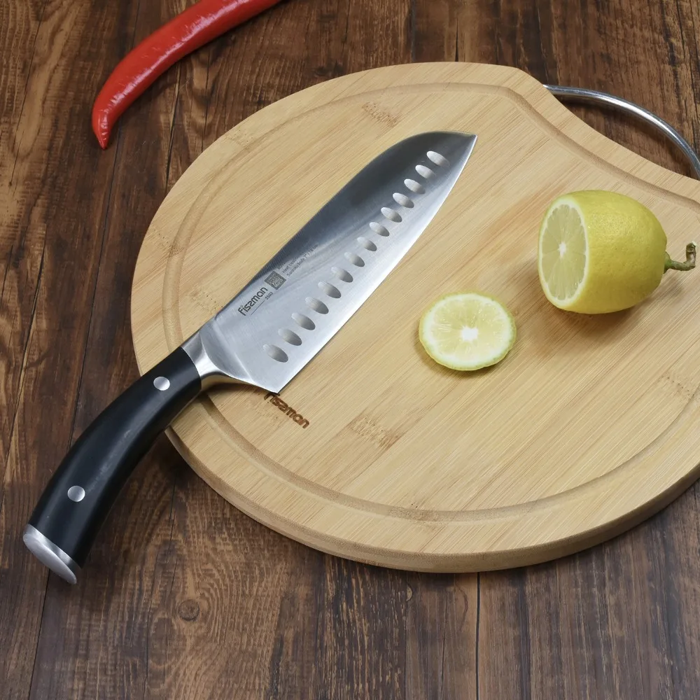 FISSMAN бамбуковый разделочный блок с железной ручкой, Экологичная разделочная доска
