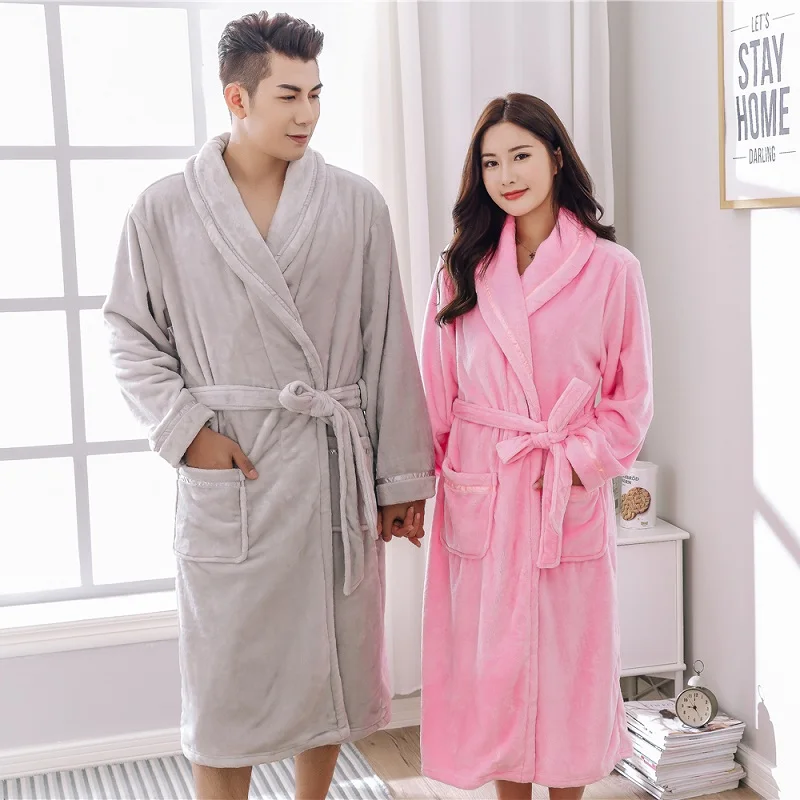 winter thick flannel robes couples (1)
