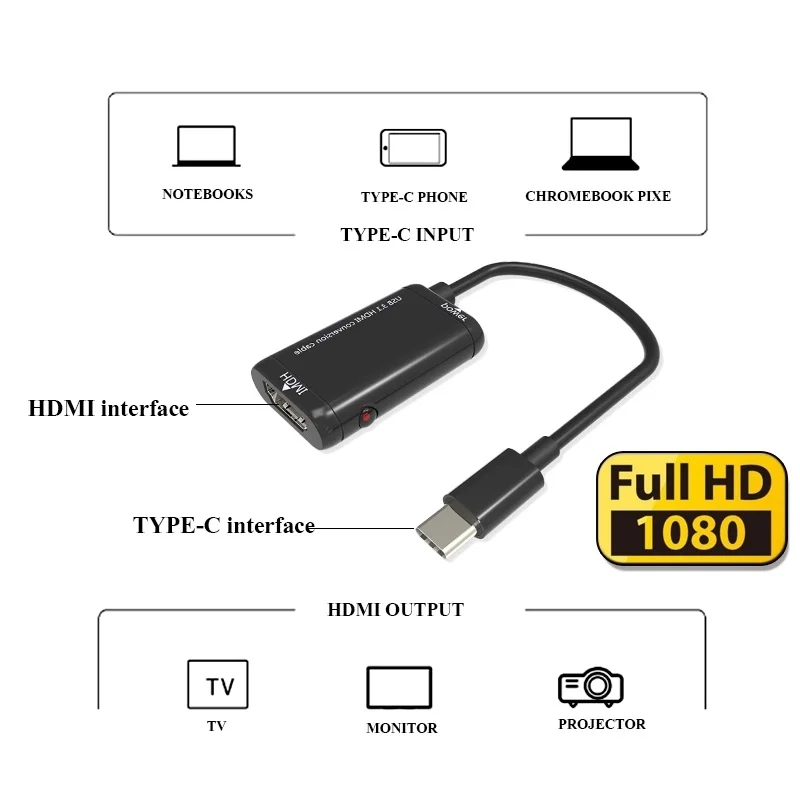 DOITOP USB3.1 Тип-C HDMI конвертер ТВ монитор проектор 1080 P HD HDMI аудио-видео кабель-адаптер для тип-C Телефон Тетрадь micro usb hdmi телефон к телевизору usb