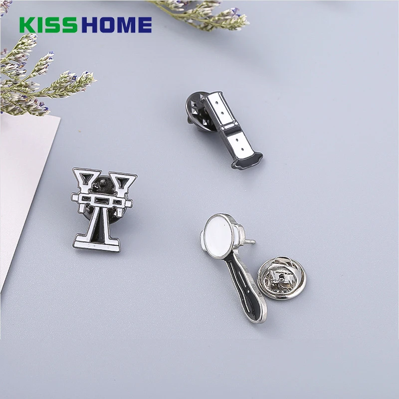 

Cartoon Enamel Pins Couple Brooch Accessories Coffee Machine Filter Handle Drop Oil Brooches Mini Badge Gift for Coffee Lovers